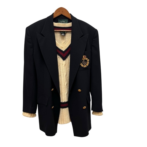 Vintage Abercrombie & Fitch Cream Wool Cable Knit Cricket Sweater Preppy Medium - Picture 14 of 15